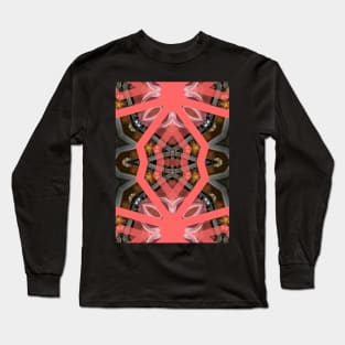 Living Coral Pantone Colour of the Year 2019 pattern decoration with neoclassical architecture Long Sleeve T-Shirt